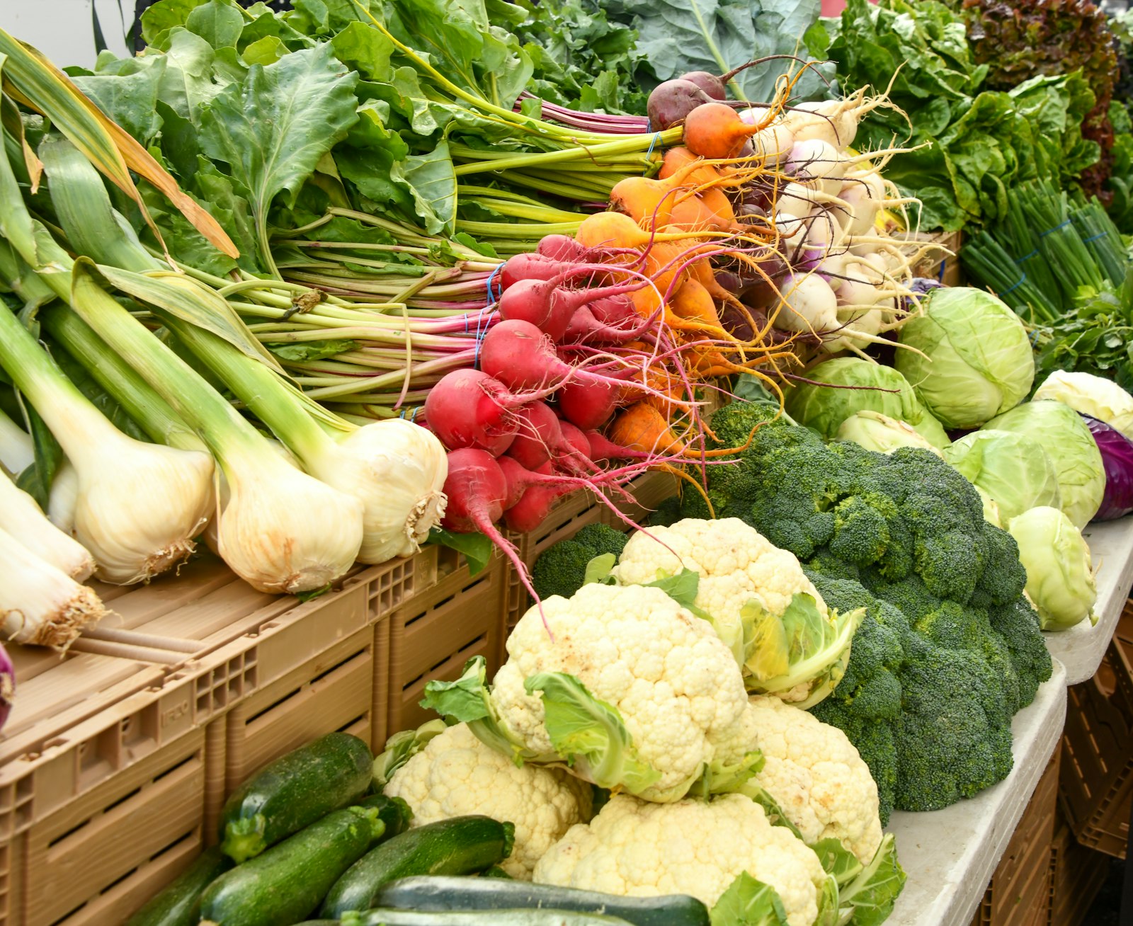 Fresh vegetables at a market stall